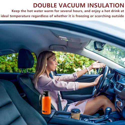 Wasserkocher Auto, Auto Wasserkocher 12V, 1000ml Wasserkocher für Auto mit Temperaturanzeige Edelstahl Reisewasserkocher Auto, Wasserkocher Auto Zigarettenanzünder Tragbarer Auslaufsicher
