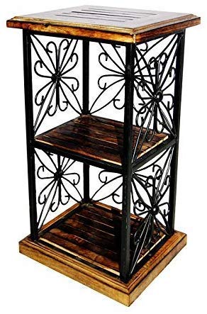 Webbee Craft Beautiful Wood n Wrought Iron Book Rack & Cum Table 2 Shelf-picture-11