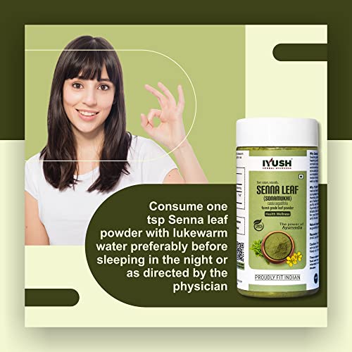 Image of Iyush Herbal Ayurveda Senna Powder - 100 Gram | Sanay Patti Powder | Nilavarai Powder Organic | Sonamukhi Powder | Sanay Leaves | Sanay Powder | Sanay Leaves Powder | Sana Leaf Powder | (Pack Of 2)