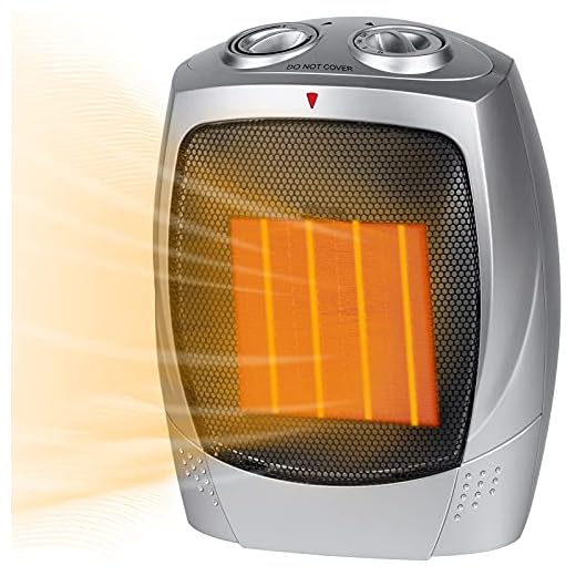 Ceramic Space Heater for Room, 750W/1500W Portable Electric Heater with Adjustable Thermostat, Normal Fan and Safety Overheat Protection