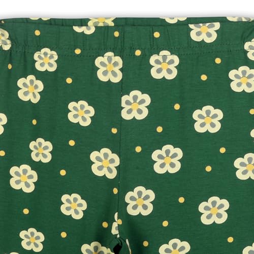 Image of T2F Girls Cotton Flared Leggings Pack of 3 | Soft Stretch Bootcut Pants for Kids | Printed Floral & Heart Designs | Multicolor Combo (2-14 Years