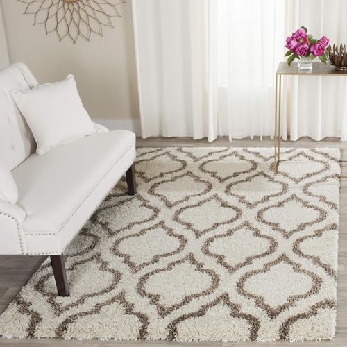 Image of Carpet for Hallway, Kitchen, and Modern Interiors, Cozy Shag Runner for Living Room, Entryway & Office Decor Size 1.5x3 feet Ivory B iii