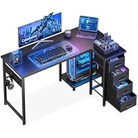 Coleshome Escritorio Gaming Esquinero con 4 Cajones, 120x70cm,