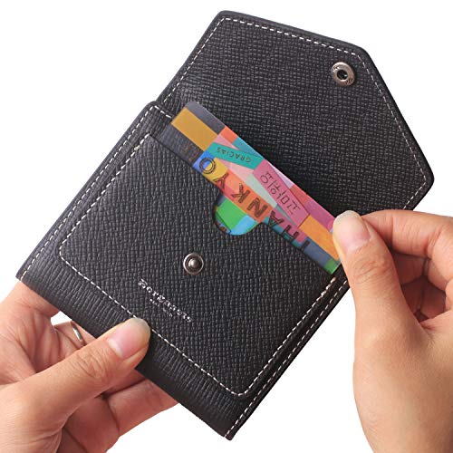 Borgasets Women's RFID Blocking Small Compact Bifold Leather Pocket Wallet Ladies Mini Purse (Crosshatch Black) - Thumbnail 5