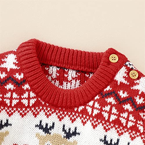 Suéter de inverno unissex para bebês meninos e meninas manga longa Natal cervo suéter de malha quent