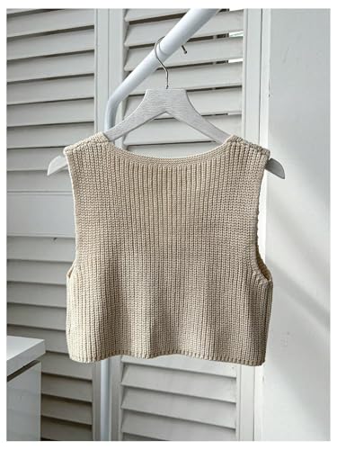SweatyRocks Women's Button Front Sweater Vest Split V Neck Sleeveless Crop Knit Tops2