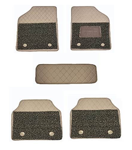 RKPSP Leather 7D Universal Car Floor Mats for for Duster Rxs 1.5 Petrol Mt (Beige)