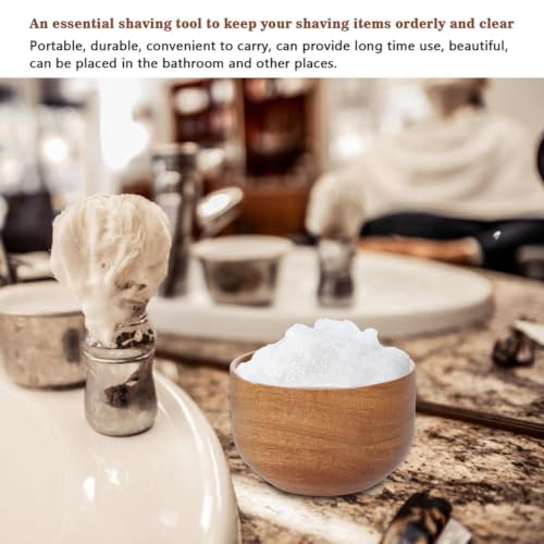 Cuenco de afeitar de madera para generar espuma densa con diseño simple y práctico 4