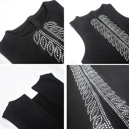 Image of Jigfar Women Sexy Elegant Rhinestone Mesh See Through Party Club Night Split Bodycon Formal Maxi Dress