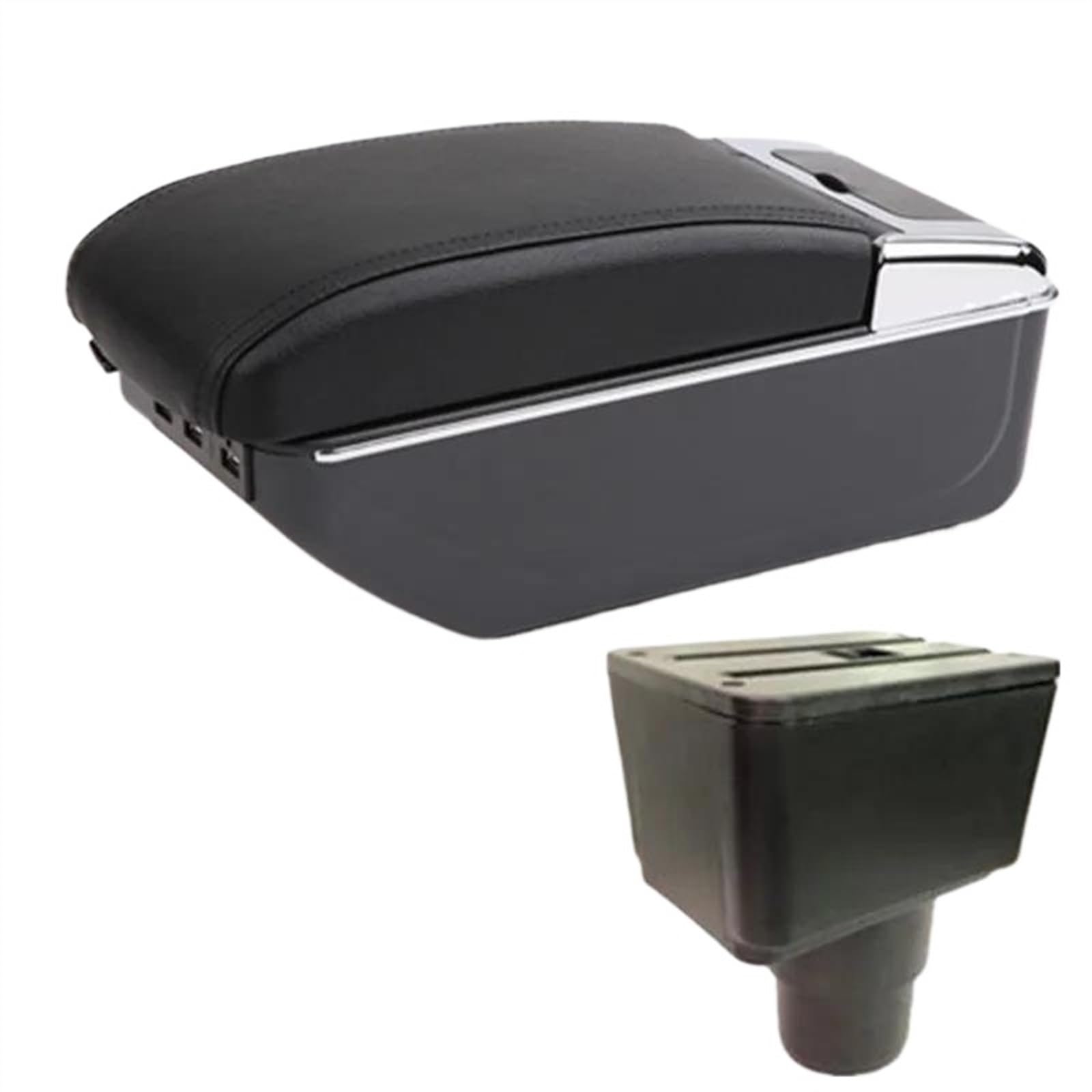 DYDGUTUFB Car Armrest Box Center Storage Box Retrofit Interior Accessories For FORD For EcoSport 2018-2023 (C2 black line 7USB)