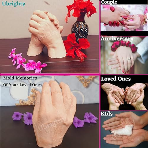 Ubrighty Hand Casting Kit - Couple Casting kit, Husband, Parents, Spacial Anniversary, Birthday Gift, 3D Moulding Powder for Hand, Foot, Molding Clay, Hand Mould Kit for Couple (Standard Couple KIT) (Image - 3)