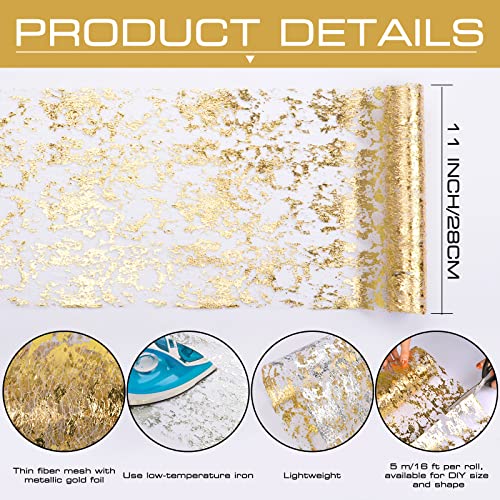 tiosggd Gold Table Runner 11'' x 192'', Sequin Glitter Metallic Foil Thin Mesh Table Runner Roll, Gold Centerpiece Table Decorations for Wedding Birthday Summer Party Baby Shower Home Decor — view 4