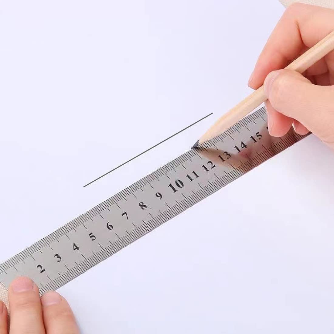 Lot De 3 Règles Métal Acier Inox - 10, 15, 20cm - Double Face Métrique/impérial - Pour Dessin Et Bricolage