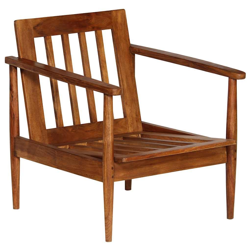 vidaXL Sillón de Cuero auténtico marrón con Madera de Acacia
