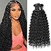 12A Deep Wave Bundles Human Hair 16 18 20 Inch100% Unprocessed Brazilian Virgin Deep Curly Human Hair 3 Bundles Natural Black Color