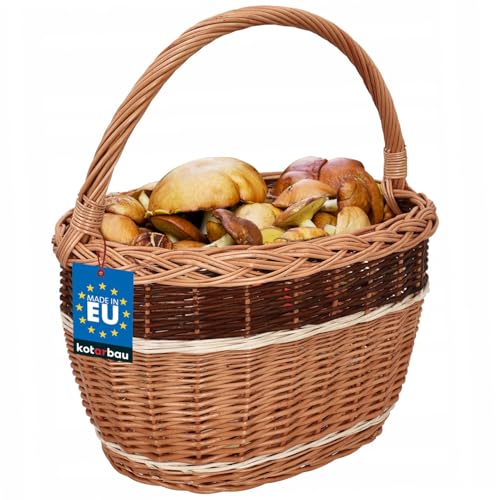 KOTARBAU® Weidenkorb Einkaufskorb geflochten 420 x 280 mm Korb Braun...