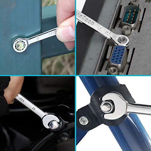 Duratech Mini Wrench Set, Midget Combination Wrench Set, 20-Piece, Metric & Sae, 4-11Mm & 5/32" - 7/16", Lightweight, With Rolling Pouch #TOP6