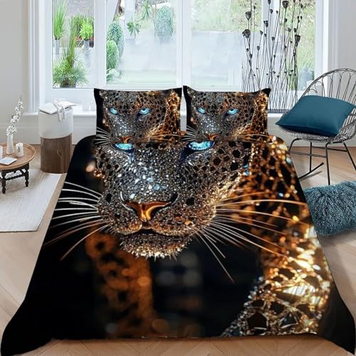Housse de couette guépard imprimé 3D fermeture éclair 200x200 - 3