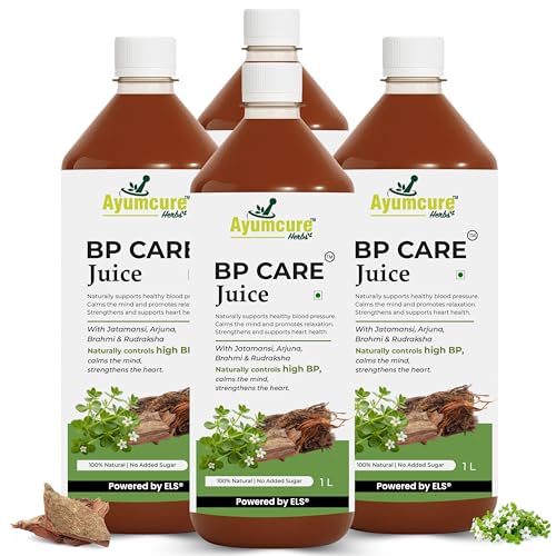 Image of Ayumcure BP CARE Juice | Ayurvedic way to manage High Blood Pressure | Jatamansi, Arjuna, Brahmi, Rudraksha | Helps in BP Levels, Tension and Sleep Quality | For Men & Women | 1L (Pack of 4)