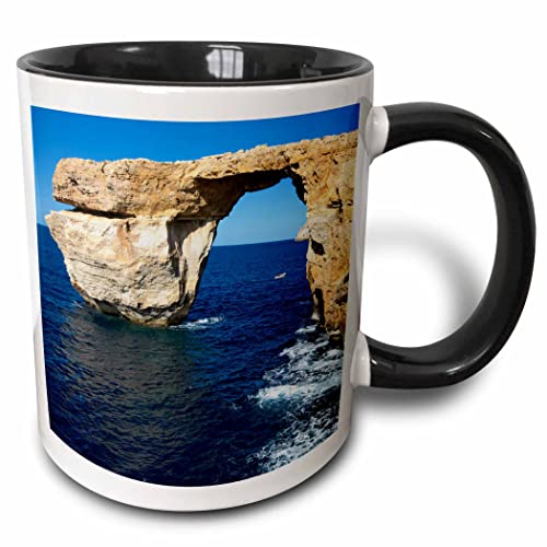 3dRose Zerka, or Azure Window, at Dwejra Park 11oz Two-Tone Black Mug