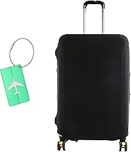 Luggage Cover, Elastic Suitcase Cover Suitcase Protector Cover 18-32 Inch Travel Suitcase Protective Cover Luggage Cover with 1 Luggage Tag, Black/White, M:22-24 Inches