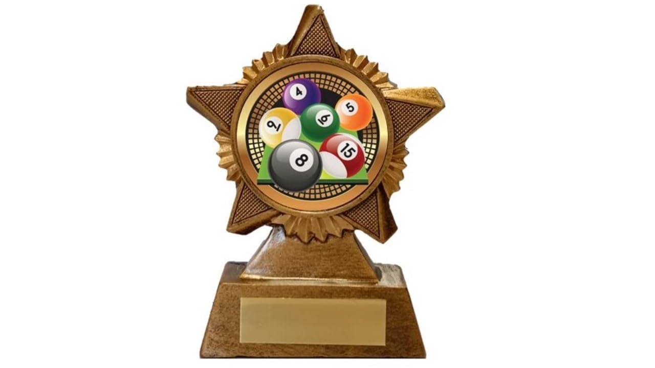 Pool Trophy Award Premier Star Antique Gold 120mm Heavy Resin Free Engraving -troshow1-clr