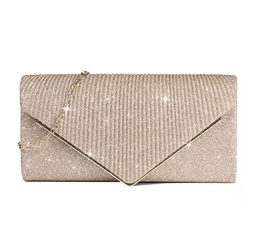 iophi Pochette argentée, Sac de fête pour Femme avec chaîne détachable, élégant Sac de mariée délicat et étincelant pour Mariage, Bal, fête