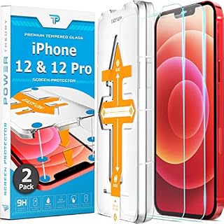 Power Theory Screen Protector for iPhone 12/iPhone 12 Pro [2-Pack] with Easy Install Kit [Premium Tempered Glass]