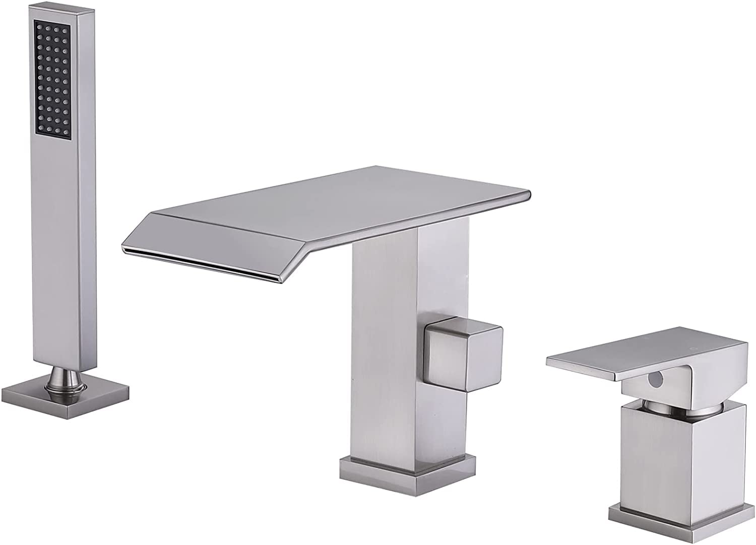 Robinet de baignoire cascade 3 trous en laiton noir mat d'exception