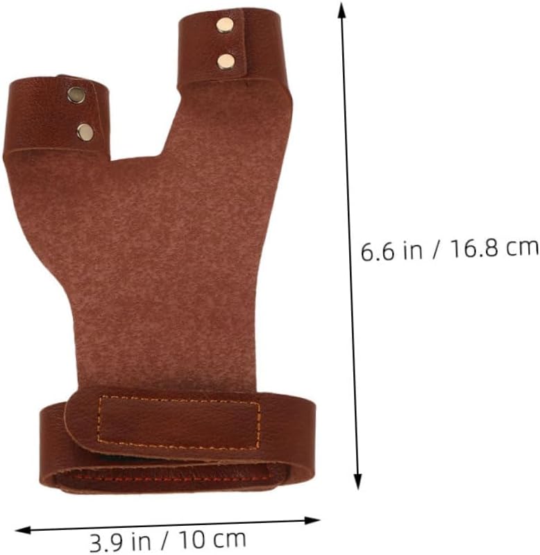 FUOYLOO 2pcs Archery Finger Tabs Left Hand Protective Gloves Brown Pu Bowstring Saver Finger Guard for Shooting Practice and Outdoor Archery Training