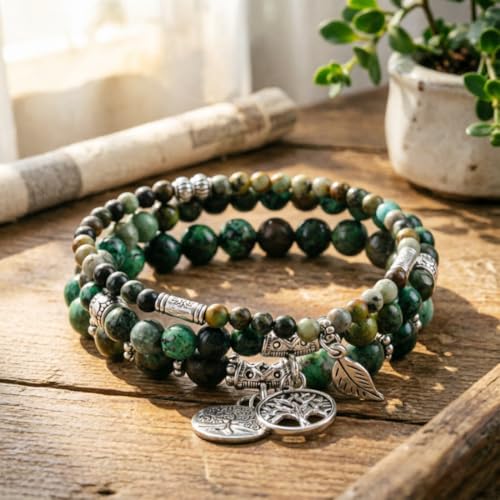 Image of YGLINE Tree of Life Yoga Healing Stone Bracelets,Multilayer Lotus Chakra Stone Reiki Bracelet Sets,Anxiety Crystal Natural Stone,for Women Stress Relief