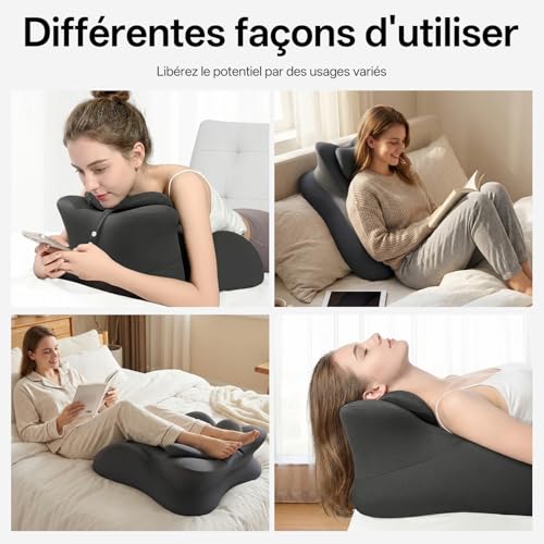 Oreiller ergonomique mousse mémoire de lecture gresonic noir - 6