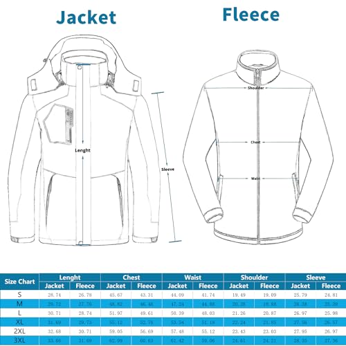Image of Mens Winter Skiing Jacket 3 in 1 Waterproof Warm Snow Fleece Lining Coat Hooded Windproof Jacket S-6XL