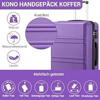 KONO Reisekoffer Groß Leicht Hartschalenkoffer Trolley Koffer mit 4 Rollen und TSA Schloss, 75x48x30cm, 97.3Liter, Zwillingsrollen Rollkoffer, ABS+PC Hartschale (Violett, XL) – Ansicht 3