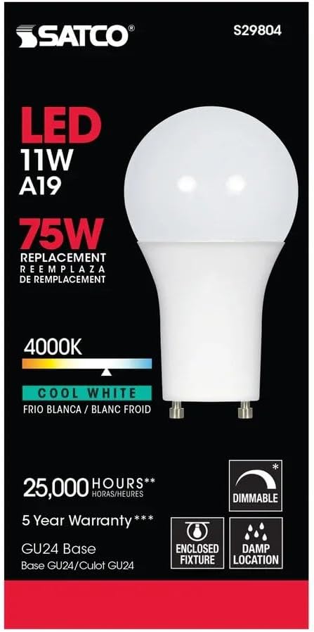 Satco S29804 11A19/LED/4000K/120V/D/GU24 6-Pack