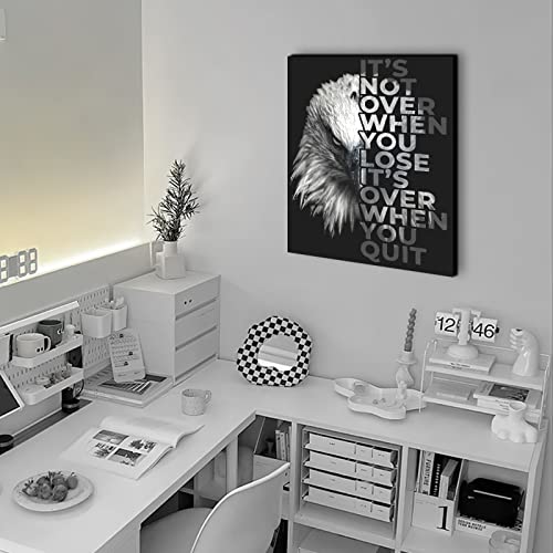 Inspirational Canvas Wall Art Bald Eagle Gifts Pictures Wall Decor Black And White Bald Eagle Painting Motivational Wall Art For Bedroom Bathroom Living Room Artwork Framed 12"X16" #TOP4