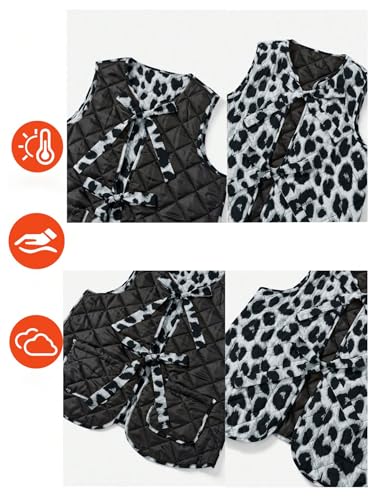 Verdusa Women's Reversible Vest Tie Front Cheetah Leopard Print Sleeveless Quilted Gilet Jacket3