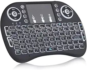 Mini Teclado Wireless LED com Touchpad ABNT Sem Fio 2.4GHz para Smart TV, Console de Games, Android, Notebook e PC