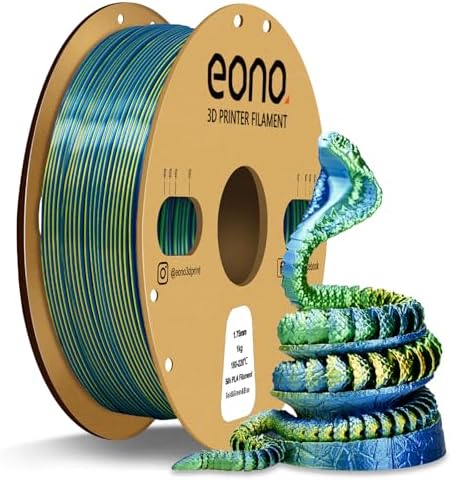 EONO PLA Silk Dreifarbiges PLA Filament 1,75 mm für 3D Drucker Coextrusions PLA Filament 1 kg (2,2 lbs) Mehrfarbiges PLA 3D Drucker Filament, Silk PLA Blau/Grün/Gold