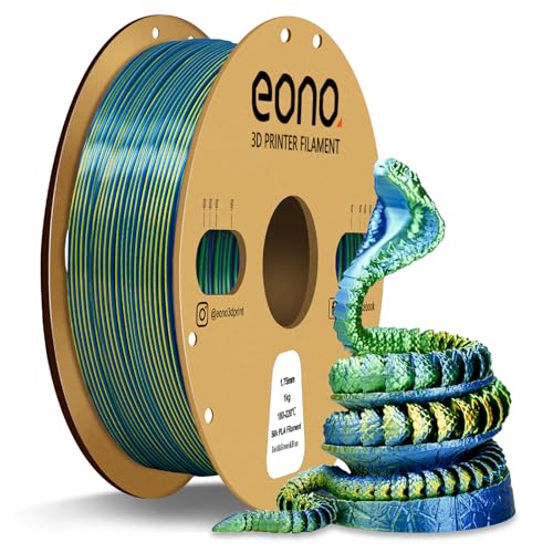 EONO PLA Silk Dreifarbiges PLA Filament 1,75 mm für 3D Drucker Coextrusions PLA Filament 1 kg (2,2 lbs) Mehrfarbiges PLA 3D Drucker Filament, Silk PLA Blau/Grün/Gold