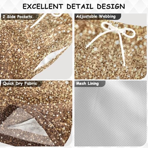 Pigsaly Boys Swim Trunks Sand Beige Gradient Flash Glitter Boys Board Shorts Swimsuit Swimwear Summer Bathing Suit 4T3