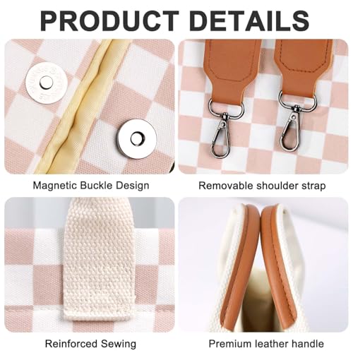 Image of Canvas Tote Bag for Women with Pockets Crossbody Bag Tote Shoulder Handbags Casual Work Bags Everything Tote Bag