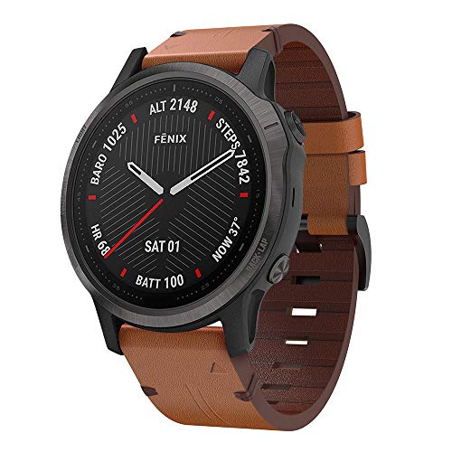 Songsier Leather Band Compatible with Fenix 6S Band, Premium Leather Easy Fit Watch Strap Replacement Wristband for Fenix 6S/Fenix 6S pro/Fenix 6S Sapphire/Fenix 5S/Fenix 5S Plus Smartwatch
