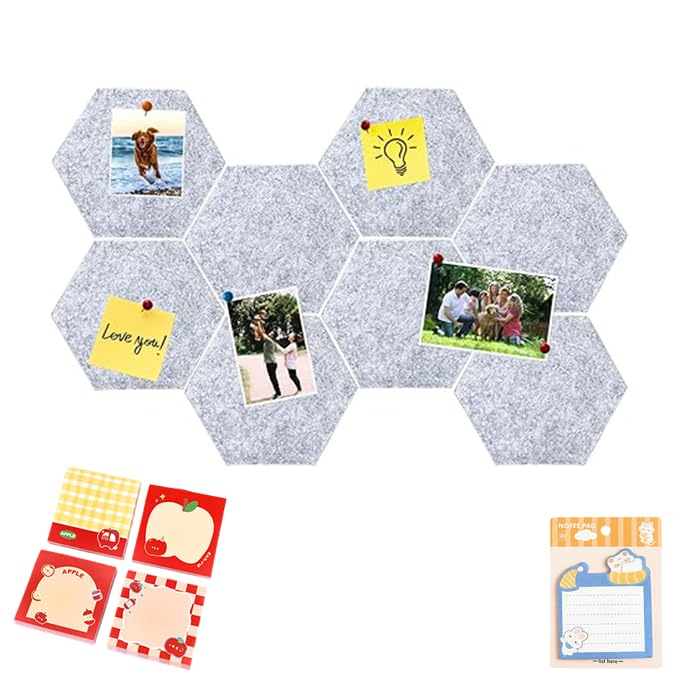 38Pcs Bulletin Board, Pin Board for Home Office Organization, Grey Felt Tiles with Stickers-picture-18