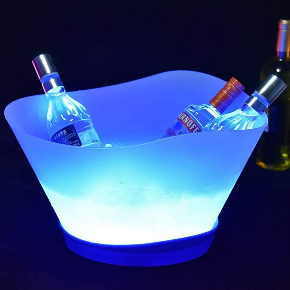 Seau À Glace LED Seau À Glace Lumineux De Grande Capacité De 12 litres avec 7 Couleurs Changeantes Rechargeable Champagne Vin Boissons Bière Seau À Glace Party Bar Accueil
