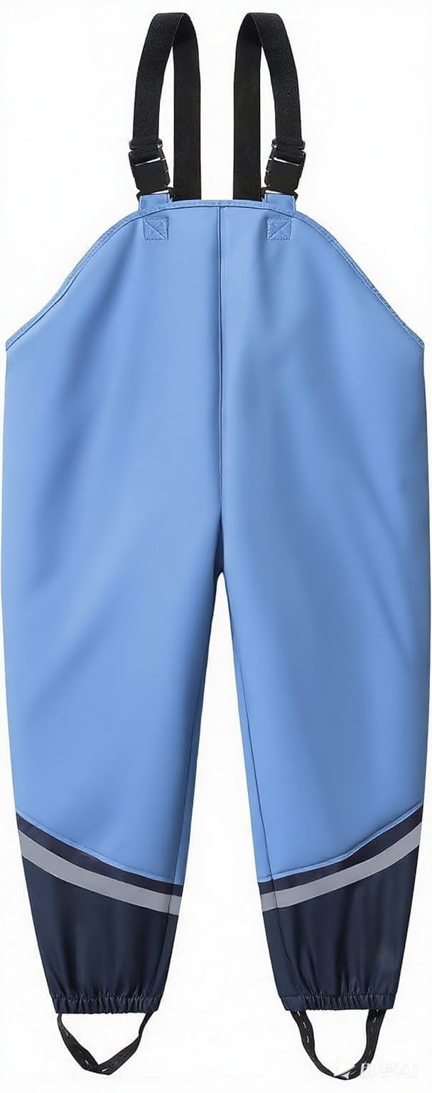 Pantalon Impermeable para Niño Niña a Prueba de Viento Pantalón de Agua Trekking Prueba Sucia Pantalones de Barro Mono con Transpirable Forro Textil YK1665H-SkyBlue-DarkBlue-98