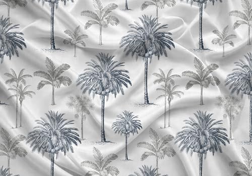 Image of Pack of 2 Printed Cotton Back Tab Curtains (2 Curtains) 70% Darkening. For Living , Kids and Bed Room. Elegant look Designer Teal Blue and Grey Tree Loop curtain (LONG DOOR 4 FT X 10 FT)