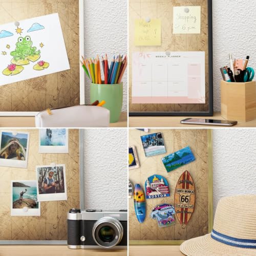 Tablón de anuncios de 100x70 cm con mapa antiguo y marco blanco 4