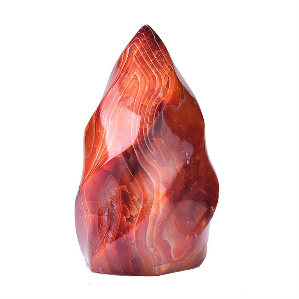 AARTERZZA Red Agate Torch Flame Psychic Feng Shui Gemstone Form Fire Crystal Room Ornament (Size : 150-300g)