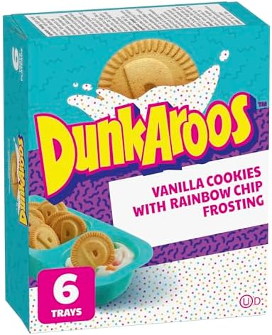 Betty Crocker DunkAroos, Vanilla Cookies with Rainbow Sprinkle Frosting, 6 x 28g/1 oz